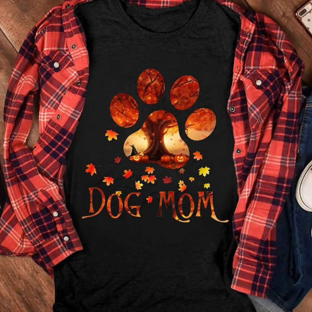 Autumn Dog Mom Shirt,Autumn Leaves Shirt
